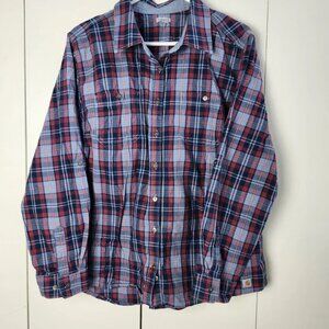 Carhartt Womens Dodson Blue Red Plaid Button Front Shirt sz XL 16/18 #101434 991